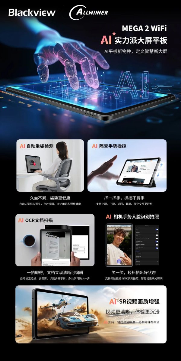 赤盈配资 全志科技联手Blackview发布AI智能“芯”平板MEGA 2 WiFi，迈入隔空手势操作AI“芯”纪元