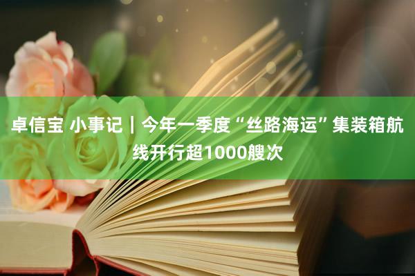 卓信宝 小事记｜今年一季度“丝路海运”集装箱航线开行超1000艘次